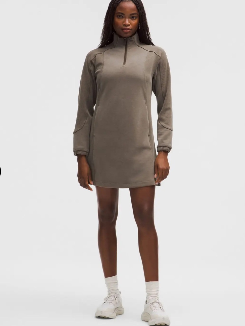 Lululemon Softstreme Half-Zip Mini Dress - Olive Brown - S - Picture 1 of 11